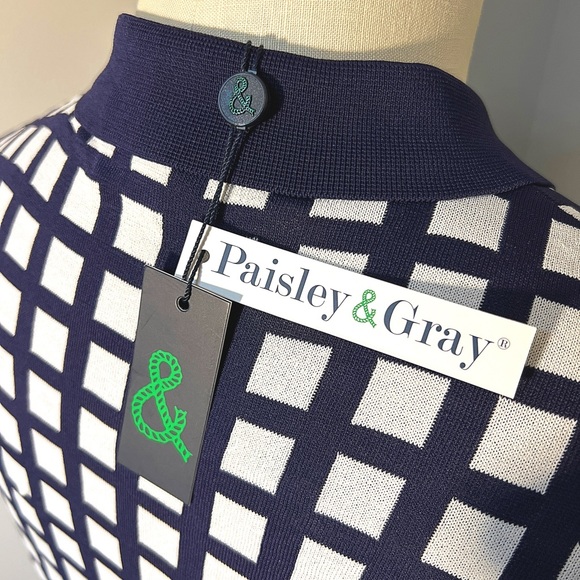 Men’s Blue and White Paisley and Gray polo shirt. - Picture 4 of 5